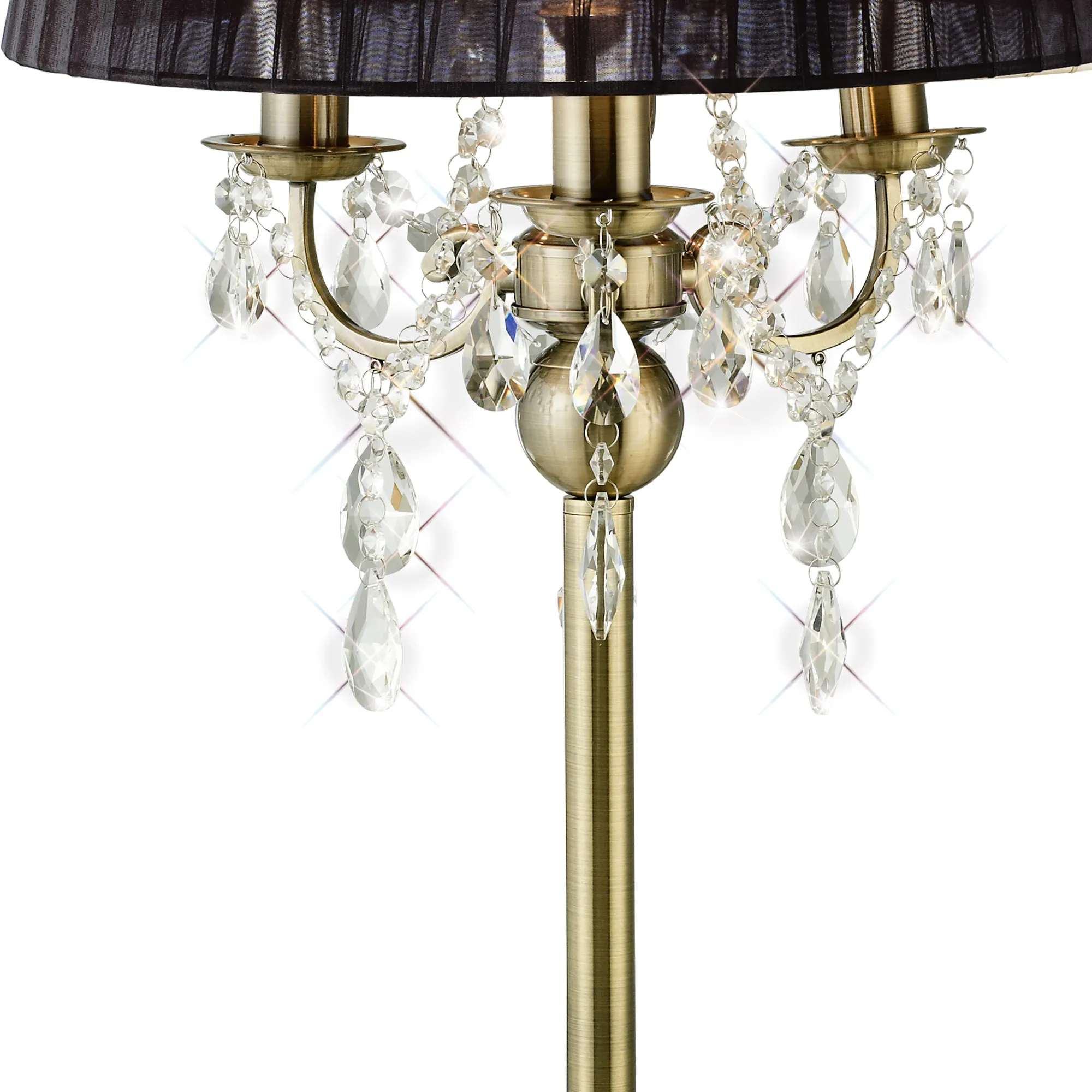 Olivia Crystal 61cm 3 Light Table Lamp IL30065/BL  Diyas Olivia Antique Brass-Black